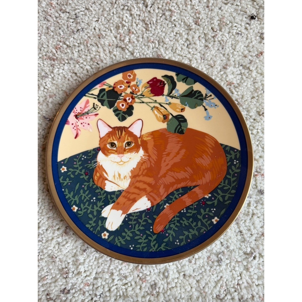 Orange Tabby Cat 8" decorative Ceramic Plate special gifts crowning touch Japan - Picture 1 of 5